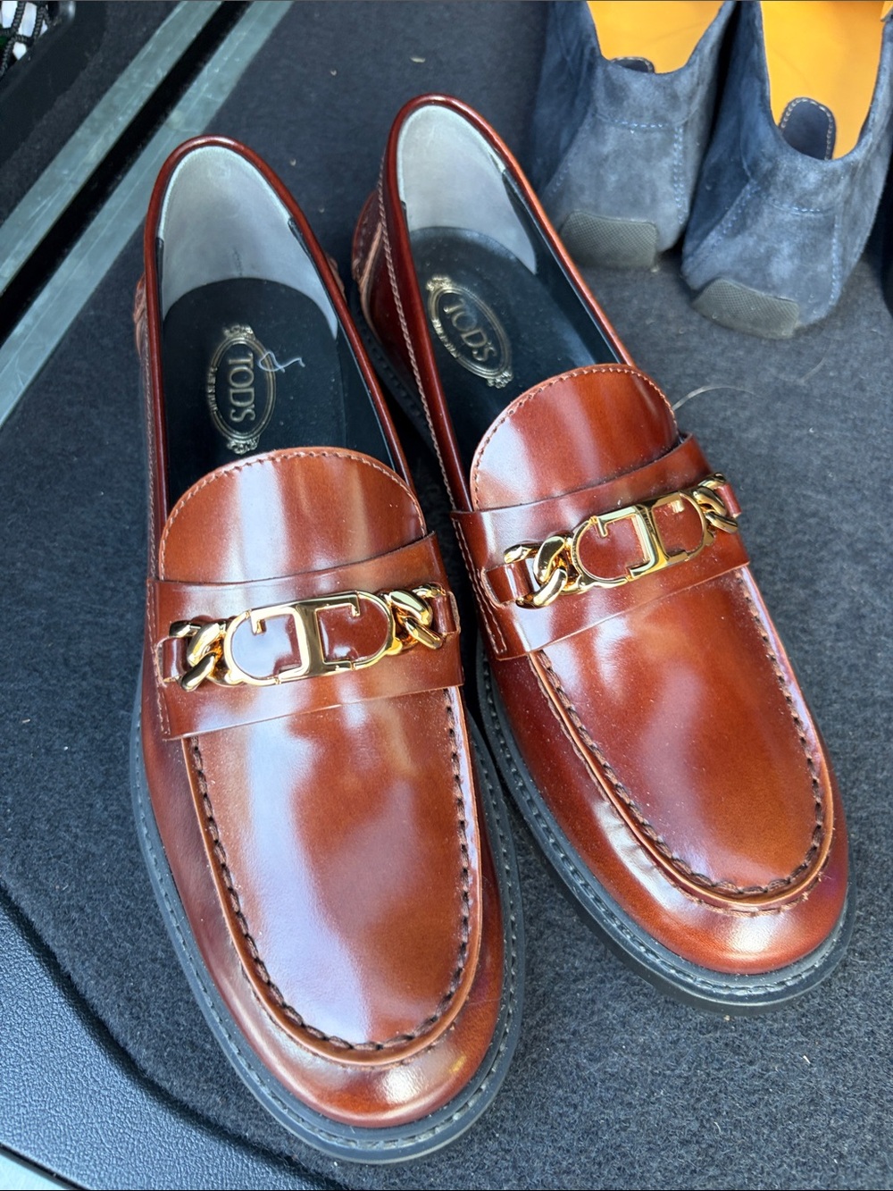 TOD'S Chestnut Brown Leather Bit Loafers